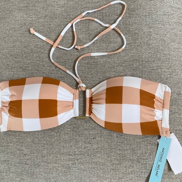 Antonio Melani Plaid Swimsuit Bikini Top - Picture 3 of 6